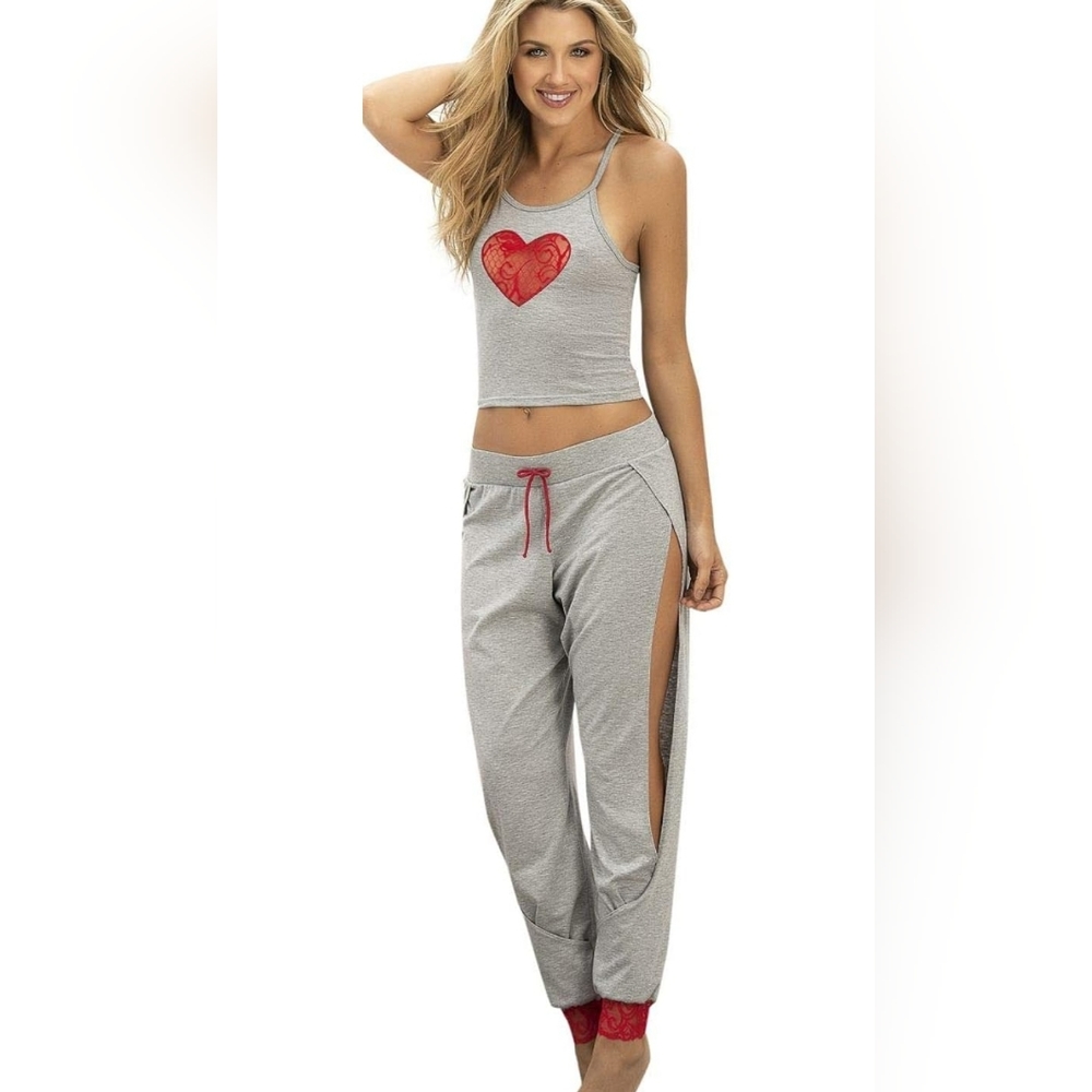 Red and Grey heart PJs